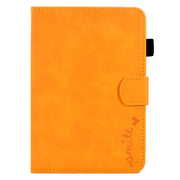 For Amazon Kindle Paperwhite 5 Embossed Smile Flip Tablet Leather Case(Khaki)