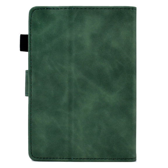 For Amazon Kindle Paperwhite 4/3/2/1 Embossed Smile Flip Tablet Leather Case(Green)