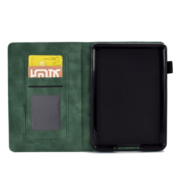 For Amazon Kindle Paperwhite 4/3/2/1 Embossed Smile Flip Tablet Leather Case(Green)