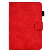 For Amazon Kindle Paperwhite 4/3/2/1 Embossed Smile Flip Tablet Leather Case(Red)