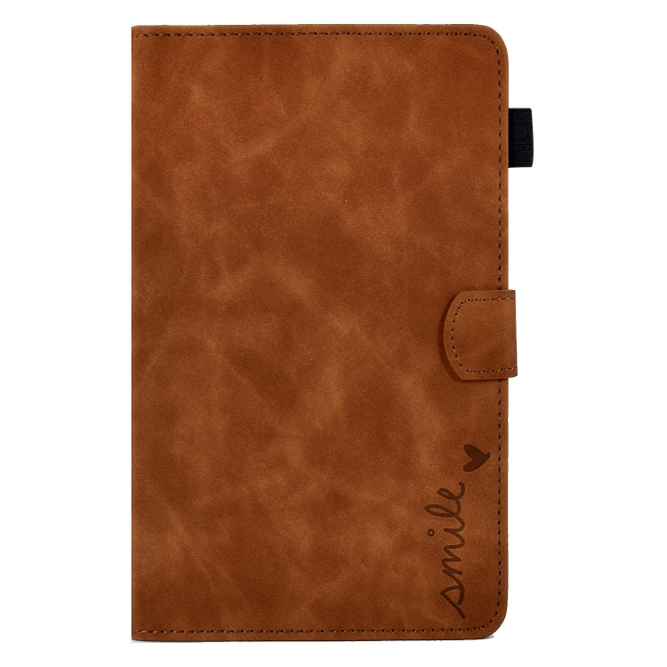 For Amazon Kindle Fire 7 2019/2017/2015 Embossed Smile Flip Tablet Leather Case(Brown) - Amazon by PMC TechLife | Online Shopping South Africa | PMC TechLife | Buy Now Pay Later Mobicred