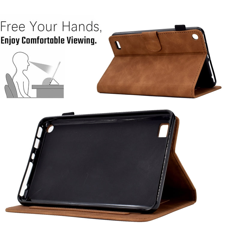 For Amazon Kindle Fire 7 2019/2017/2015 Embossed Smile Flip Tablet Leather Case(Brown) - Amazon by PMC TechLife | Online Shopping South Africa | PMC TechLife | Buy Now Pay Later Mobicred