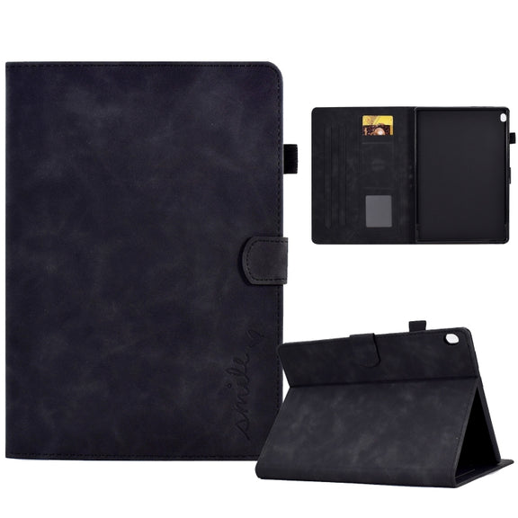 For Lenovo Tab M10 Embossed Smile Flip Tablet Leather Case(Black)