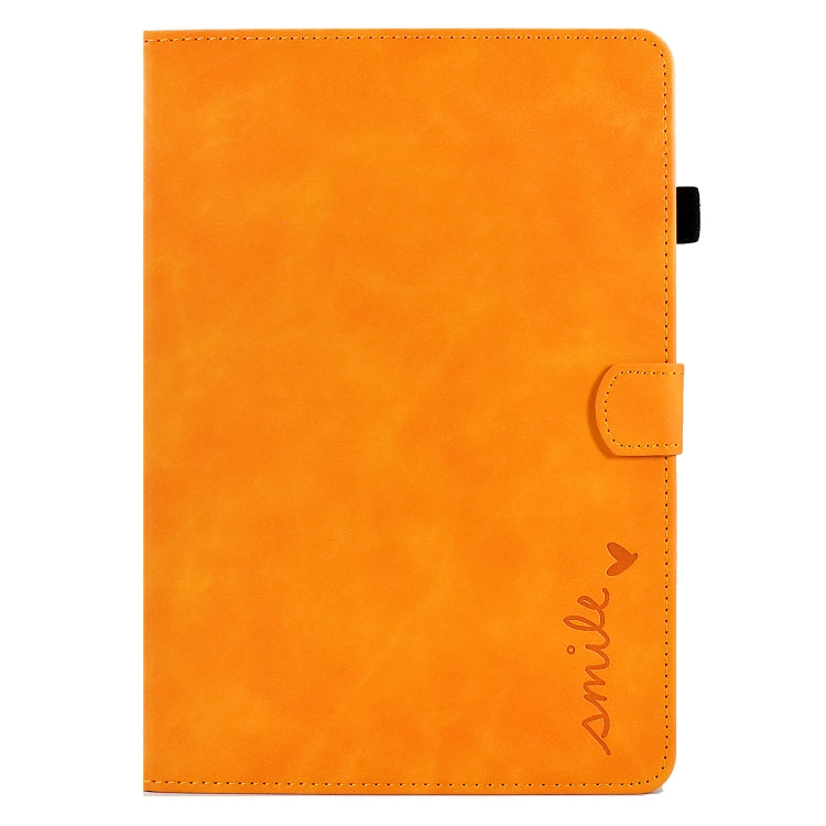 For Lenovo Tab M10 Embossed Smile Flip Tablet Leather Case(Khaki) - Lenovo by PMC TechLife | Online Shopping South Africa | PMC TechLife | Buy Now Pay Later Mobicred