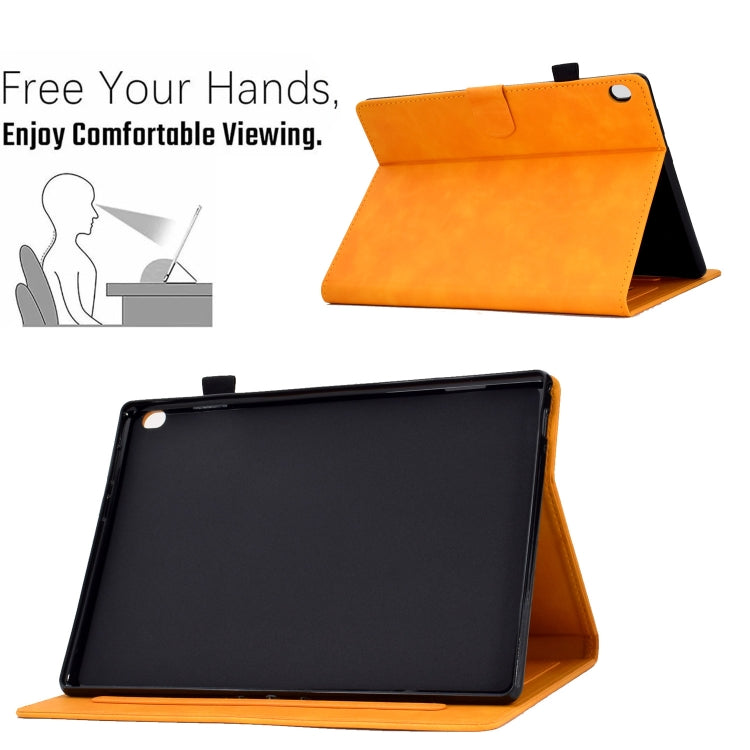 For Lenovo Tab M10 Embossed Smile Flip Tablet Leather Case(Khaki) - Lenovo by PMC TechLife | Online Shopping South Africa | PMC TechLife | Buy Now Pay Later Mobicred