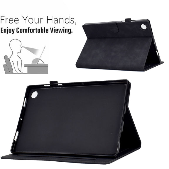 For Lenovo Tab M10 3rd Gen Embossed Smile Flip Tablet Leather Case(Black)