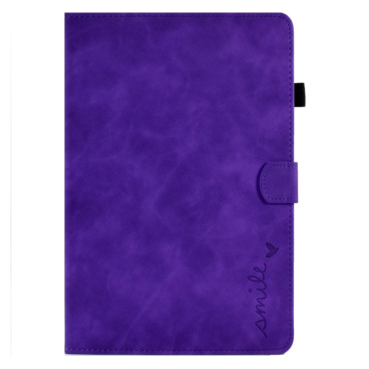 For Lenovo Tab M10 3rd Gen Embossed Smile Flip Tablet Leather Case(Purple)
