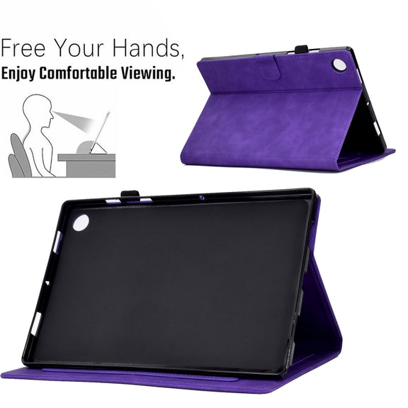 For Lenovo Tab M10 3rd Gen Embossed Smile Flip Tablet Leather Case(Purple)
