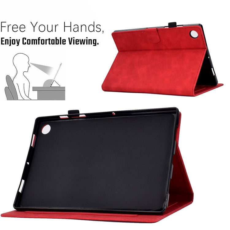 For Lenovo Tab M10 3rd Gen Embossed Smile Flip Tablet Leather Case(Red)