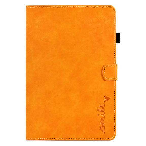 For Lenovo Tab M10 3rd Gen Embossed Smile Flip Tablet Leather Case(Khaki)