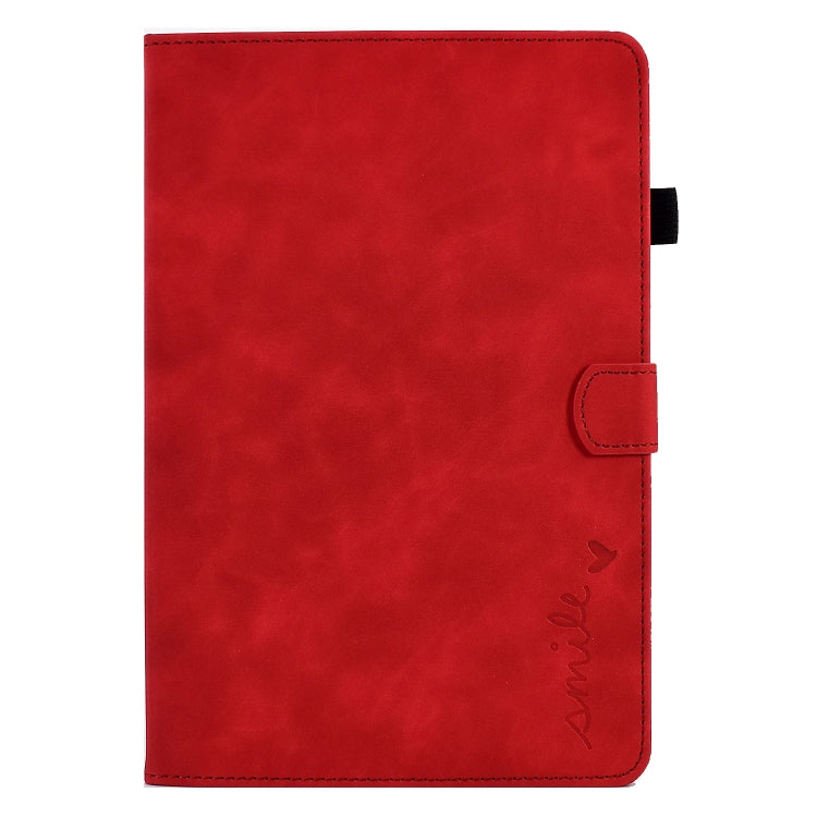 For Lenovo Tab M10 Plus 3rd Gen 10.6 inch Embossed Smile Flip Tablet Leather Case(Red)