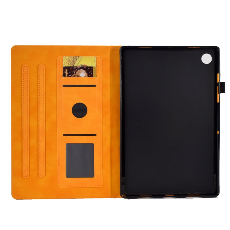 For Lenovo Tab M10 Plus 3rd Gen 10.6 inch Embossed Smile Flip Tablet Leather Case(Khaki)