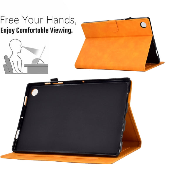 For Lenovo Tab M10 Plus 3rd Gen 10.6 inch Embossed Smile Flip Tablet Leather Case(Khaki)