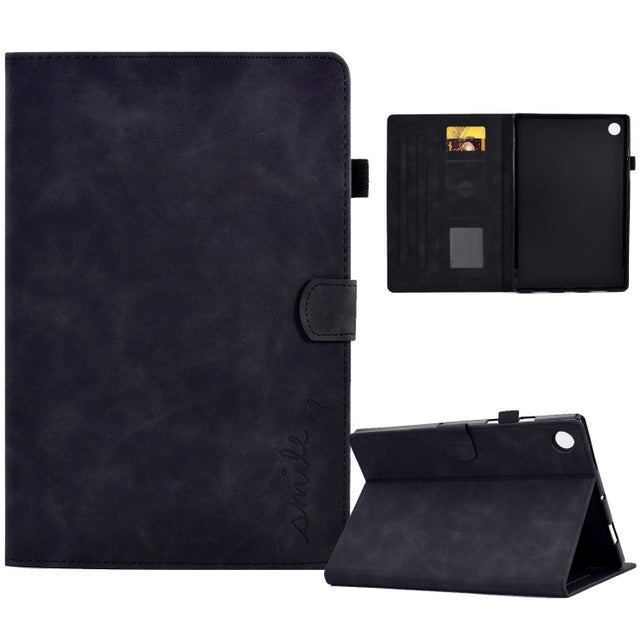 For Huawei MatePad T 10 / T 10s / Honor Pad 6 / X6 Embossed Smile Flip Tablet Leather Case(Black) - Honor by PMC TechLife | Online Shopping South Africa | PMC TechLife | Buy Now Pay Later Mobicred