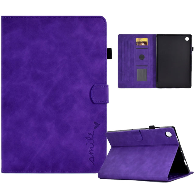 For Huawei MatePad T 10 / T 10s / Honor Pad 6 / X6 Embossed Smile Flip Tablet Leather Case(Purple) - Honor by PMC TechLife | Online Shopping South Africa | PMC TechLife | Buy Now Pay Later Mobicred