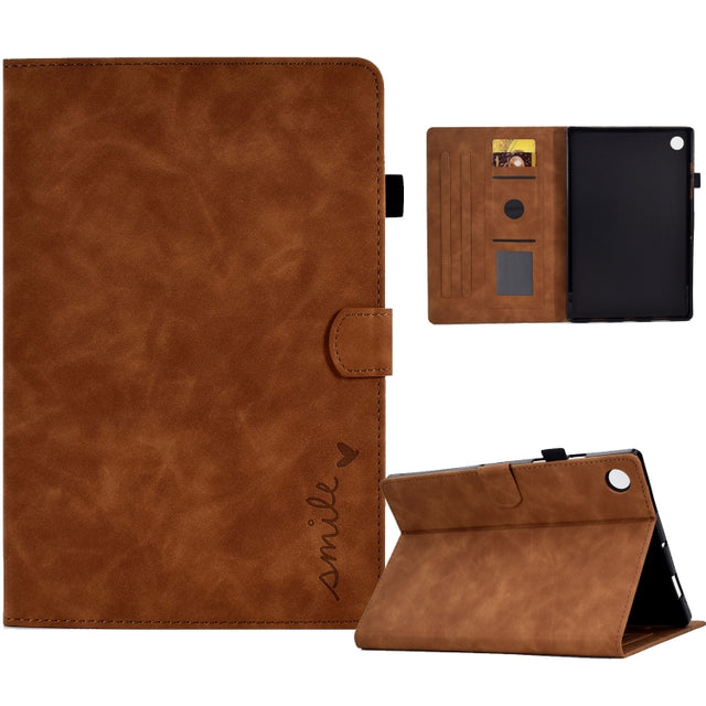 For Huawei MatePad T 10 / T 10s / Honor Pad 6 / X6 Embossed Smile Flip Tablet Leather Case(Brown) - Honor by PMC TechLife | Online Shopping South Africa | PMC TechLife | Buy Now Pay Later Mobicred