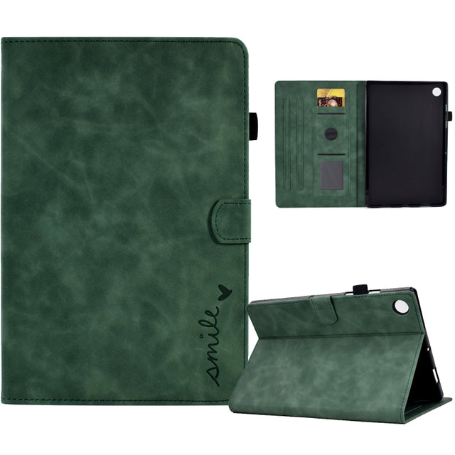 For Huawei MatePad T 10 / T 10s / Honor Pad 6 / X6 Embossed Smile Flip Tablet Leather Case(Green) - Honor by PMC TechLife | Online Shopping South Africa | PMC TechLife | Buy Now Pay Later Mobicred