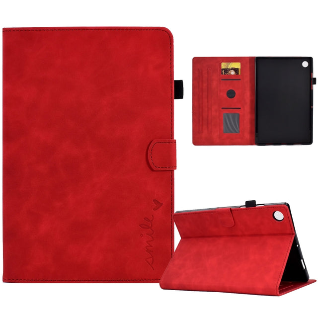 For Huawei MatePad T 10 / T 10s / Honor Pad 6 / X6 Embossed Smile Flip Tablet Leather Case(Red) - Honor by PMC TechLife | Online Shopping South Africa | PMC TechLife | Buy Now Pay Later Mobicred