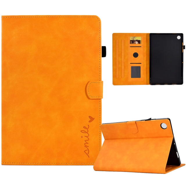 For Huawei MatePad T 10 / T 10s / Honor Pad 6 / X6 Embossed Smile Flip Tablet Leather Case(Khaki) - Honor by PMC TechLife | Online Shopping South Africa | PMC TechLife | Buy Now Pay Later Mobicred