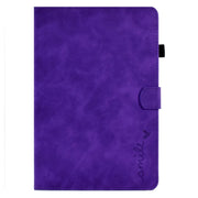For Huawei MediaPad T5 Embossed Smile Flip Tablet Leather Case(Purple)