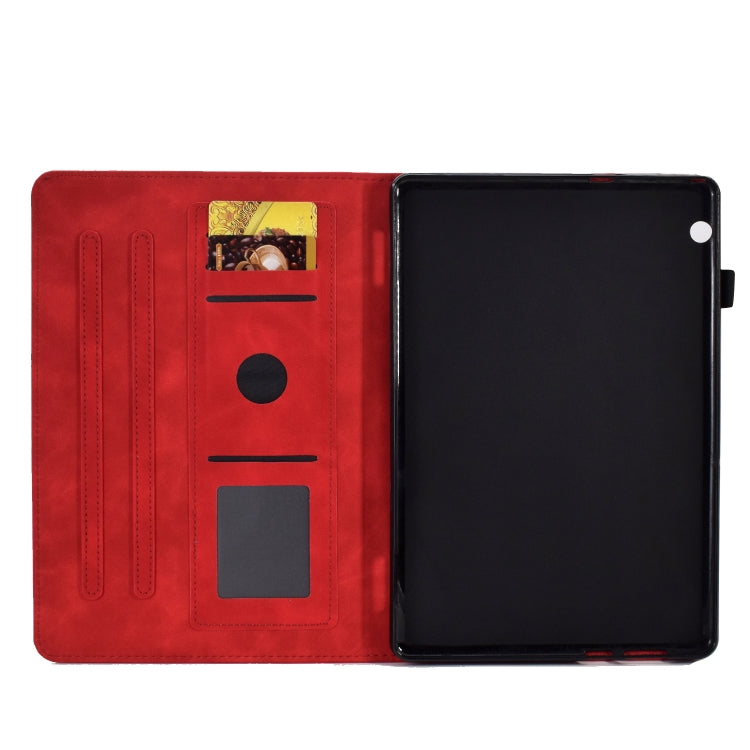 For Huawei MediaPad T5 Embossed Smile Flip Tablet Leather Case(Red) - Huawei by PMC TechLife | Online Shopping South Africa | PMC TechLife | Buy Now Pay Later Mobicred