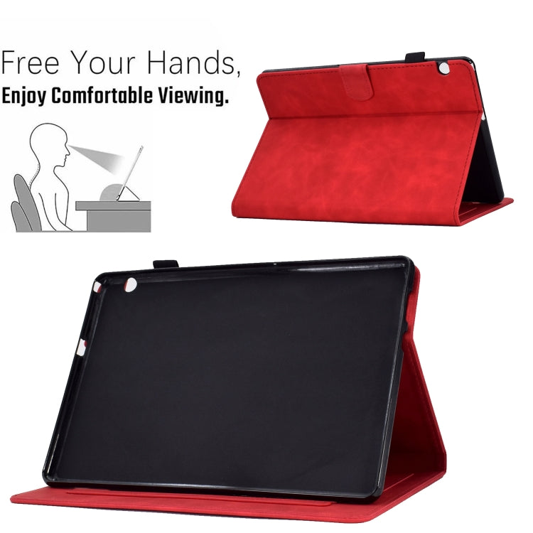 For Huawei MediaPad T5 Embossed Smile Flip Tablet Leather Case(Red) - Huawei by PMC TechLife | Online Shopping South Africa | PMC TechLife | Buy Now Pay Later Mobicred