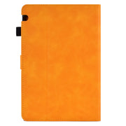 For Huawei MediaPad T5 Embossed Smile Flip Tablet Leather Case(Khaki)