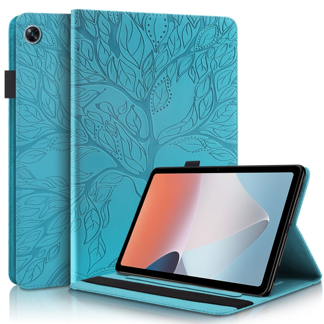 For OPPO Pad Air Life Tree Series Horizontal Flip Leather Tablet Case(Lake Blue)