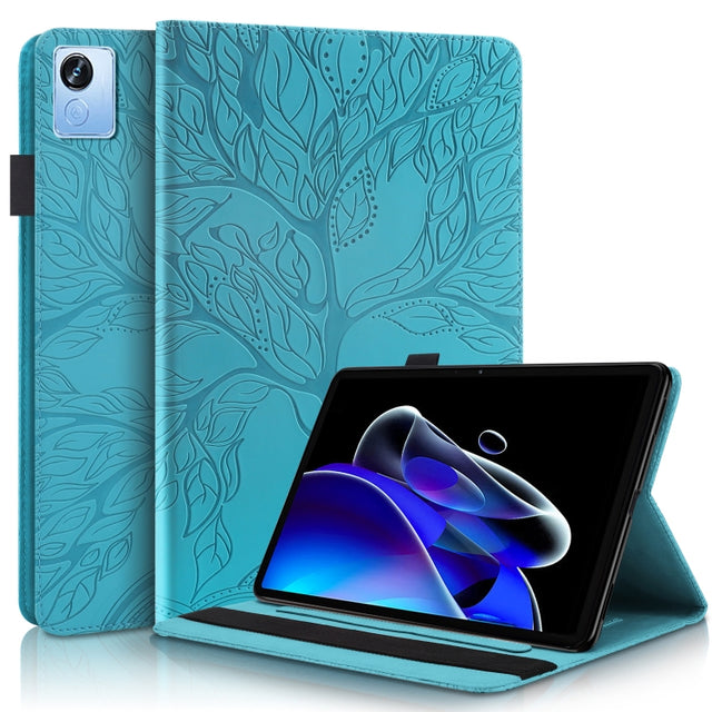 For OPPO Realme Pad X Life Tree Series Horizontal Flip Leather Tablet Case(Lake Blue)