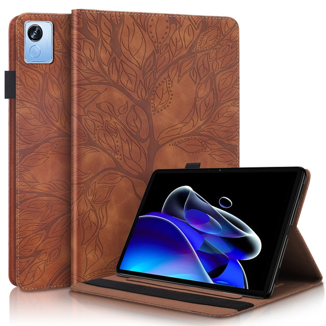 For OPPO Realme Pad X Life Tree Series Horizontal Flip Leather Tablet Case(Brown)