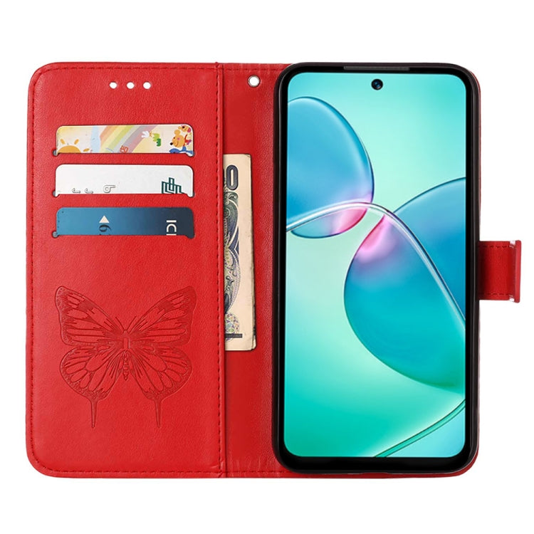 For Infinix Hot 12 Play/Hot 12 Play NFC X6816C Embossed Butterfly Flip Leather Phone Case(Red) - Infinix Cases by PMC TechLife | Online Shopping South Africa | PMC TechLife