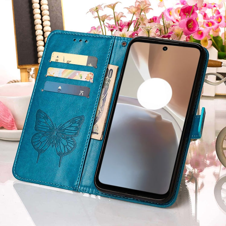 For Motorola Moto G32 Embossed Butterfly Flip Leather Phone Case(Blue) - Motorola Cases by PMC TechLife | Online Shopping South Africa | PMC TechLife | Buy Now Pay Later Mobicred