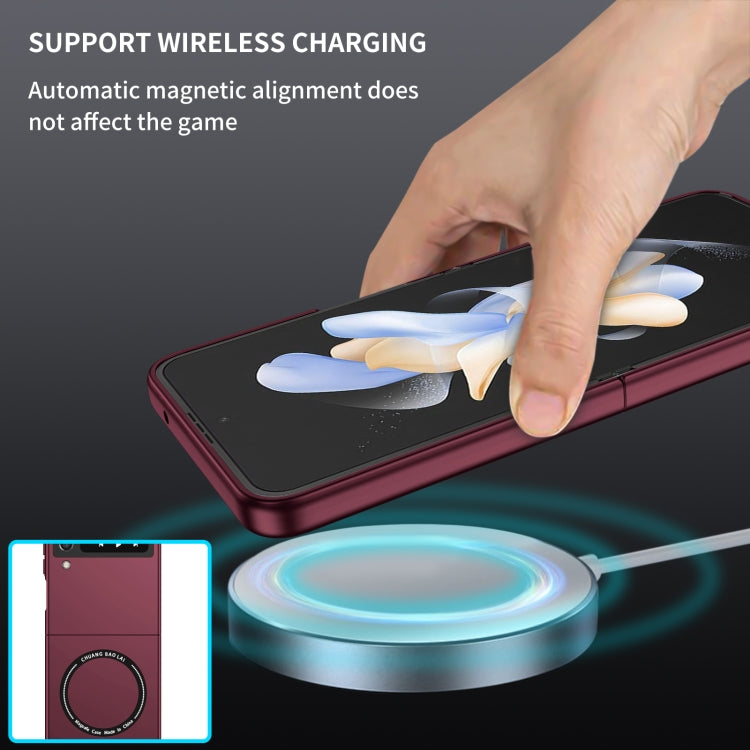 For Samsung Galaxy Z Flip4 Magsafe Magnetic Folding PC Phone Case(Wine Red) - Galaxy Z Flip4 5G Cases by PMC TechLife | Online Shopping South Africa | PMC TechLife