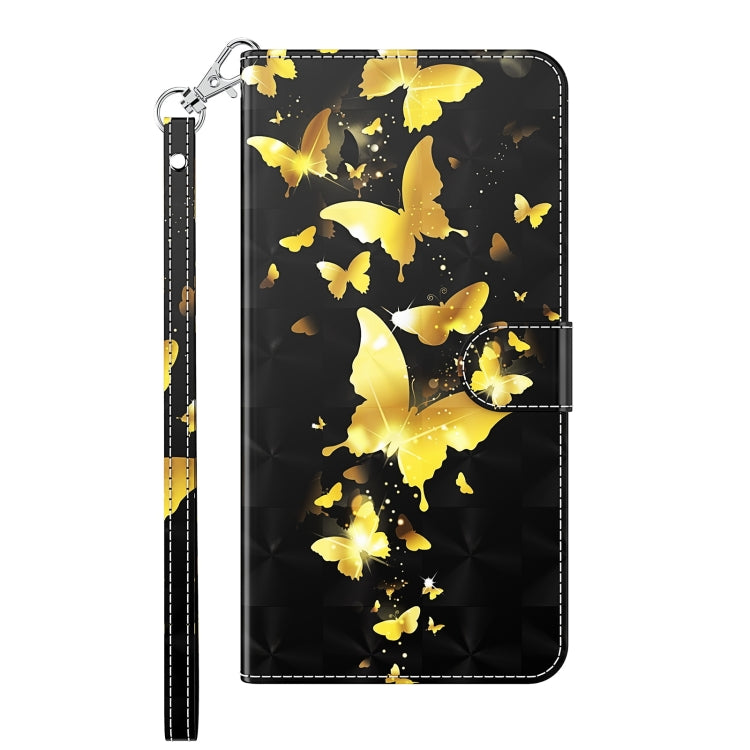 For OPPO Reno7 5G/Find X5 Lite 3D Painting Pattern TPU + PU Leather Phone Case(Gold Butterfly) - OPPO Cases by PMC TechLife | Online Shopping South Africa | PMC TechLife | Buy Now Pay Later Mobicred