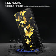 For OPPO Reno7 5G/Find X5 Lite 3D Painting Pattern TPU + PU Leather Phone Case(Gold Butterfly)