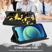 For OPPO Reno7 5G/Find X5 Lite 3D Painting Pattern TPU + PU Leather Phone Case(Gold Butterfly)