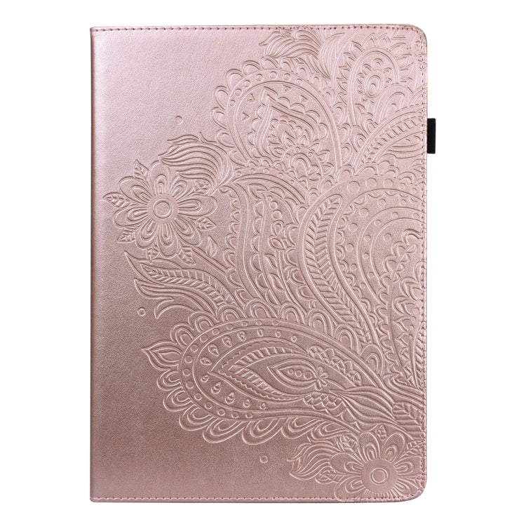 For Nokia T10 Peacock Embossed Pattern Leather Tablet Case(Gold)