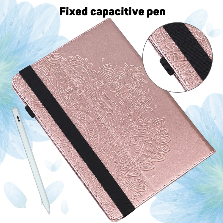 For Nokia T10 Peacock Embossed Pattern Leather Tablet Case(Gold)