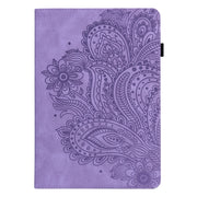 For Nokia T10 Peacock Embossed Pattern Leather Tablet Case(Purple)