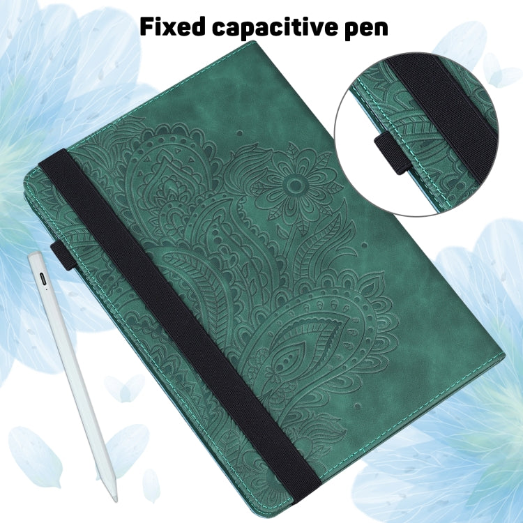 For Nokia T10 Peacock Embossed Pattern Leather Tablet Case(Green)