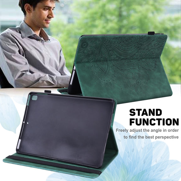 For Nokia T10 Peacock Embossed Pattern Leather Tablet Case(Green)