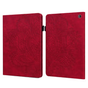 For Amazon Kindle Fire 7 2022 Peacock Embossed Pattern Leather Tablet Case(Red)