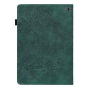 For Amazon Kindle Fire 7 2022 Peacock Embossed Pattern Leather Tablet Case(Green)