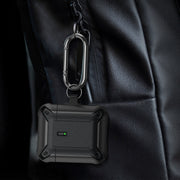 For AirPods 1 / 2 Sliding Buckle Wireless Earphone Protective Case with Hook(Black Green)