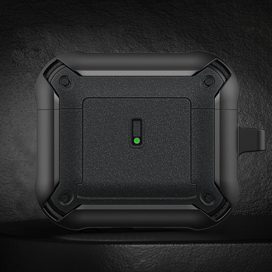 For AirPods 3 Sliding Buckle Wireless Earphone Protective Case with Hook(Black) - For AirPods 3 by PMC Jewellery | Online Shopping South Africa | PMC Jewellery | Buy Now Pay Later Mobicred