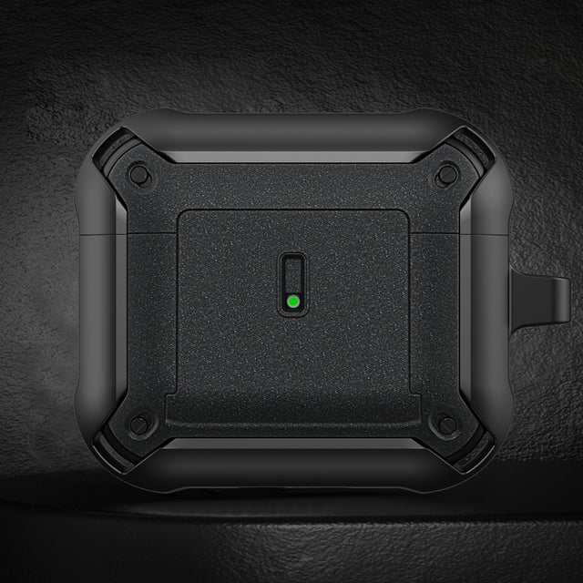 For AirPods 3 Sliding Buckle Wireless Earphone Protective Case with Hook(Black)