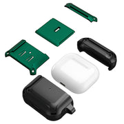 For AirPods 3 Sliding Buckle Wireless Earphone Protective Case with Hook(Black Blue)
