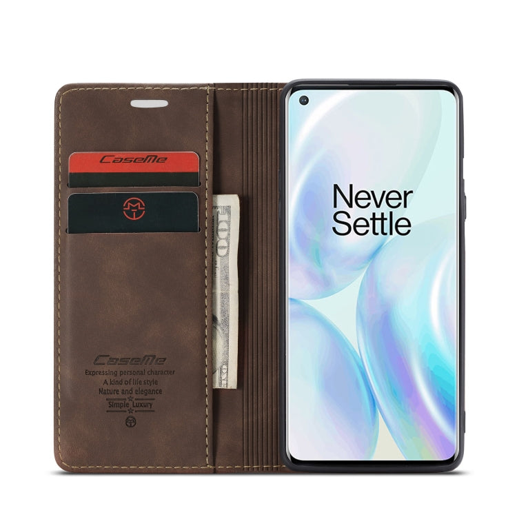 For OnePlus 8 CaseMe Multifunctional Horizontal Flip Leather Case, with Card Slot & Holder & Wallet(Coffee) - free shipping - PMC Jewellery - Order now!