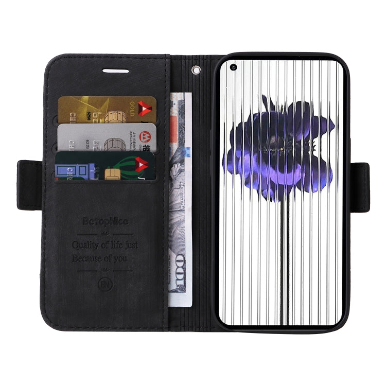 For Nothing Phone 1 BETOPNICE Dual-side Buckle Leather Phone Case(Black) - Nothing Cases by BETOPNICE | Online Shopping South Africa | PMC Jewellery | Buy Now Pay Later Mobicred