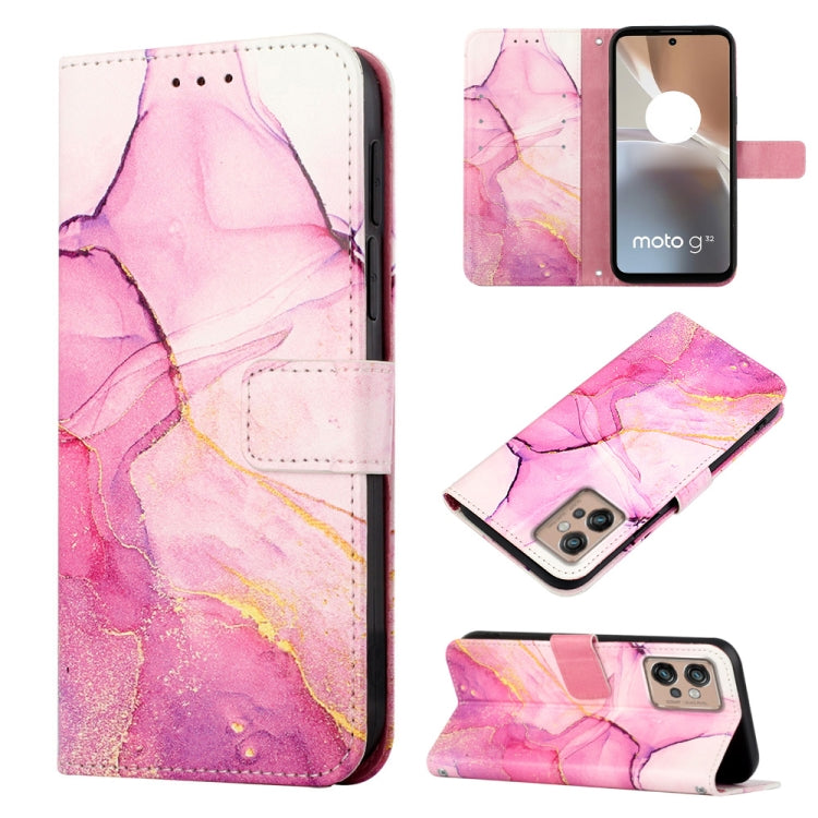 For Motorola Moto G32 PT003 Marble Pattern Flip Leather Phone Case(Pink Purple) - Motorola Cases by PMC TechLife | Online Shopping South Africa | PMC TechLife | Buy Now Pay Later Mobicred